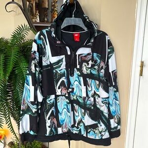 Retro Vintage Nike Hooded Pullover Windbreaker Jacket Graphic Print Quarter Zip